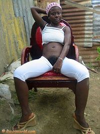 Lucila puts down pants, shows hairy pussy